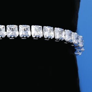 Tennis Bracelet Made with Swarovski Crystals Square Princess Cut Adjustable